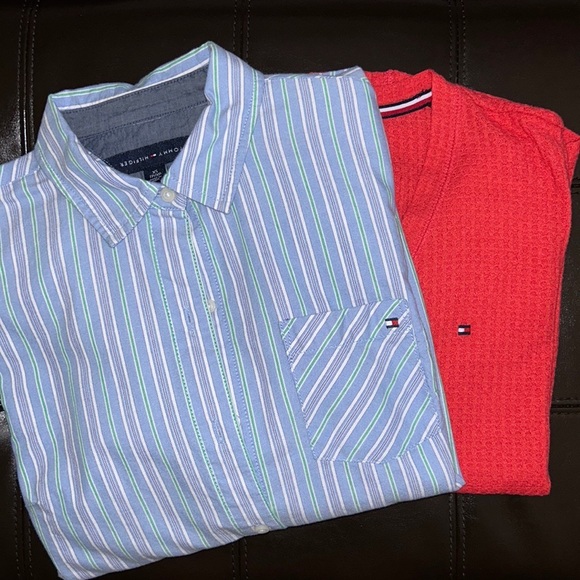 🟪Firm Price🟪 2 pieces Tommy Hilfiger Long sleeve shirts/cardigan - Picture 1 of 13